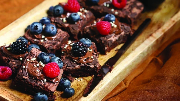 Brownie de chocolate e frutos vermelhos