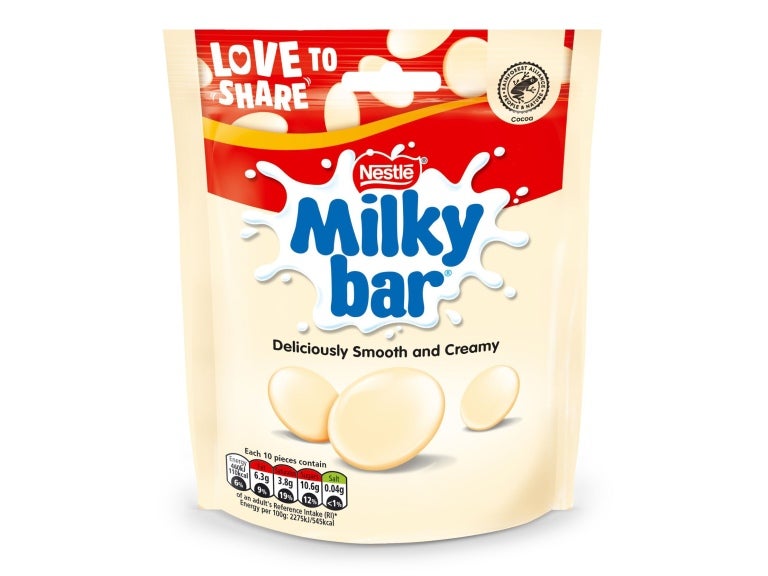 embalagem de MILKYBAR® BUTTONS Chocolate Branco 