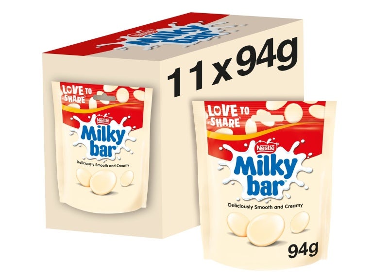embalagem de MILKYBAR® BUTTONS Chocolate Branco 