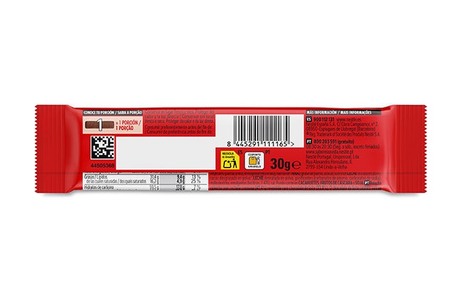 embalagem de NESTLÉ® EXTRAFINO® BARRITAS Snack Wafer com Chocolate de Leite